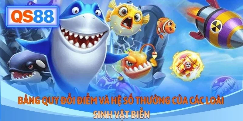Bảng quy đổi điểm và hệ số thưởng của các loài sinh vật biển